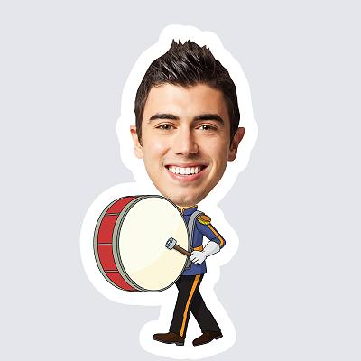 Male Marching Band Big Drum topper body