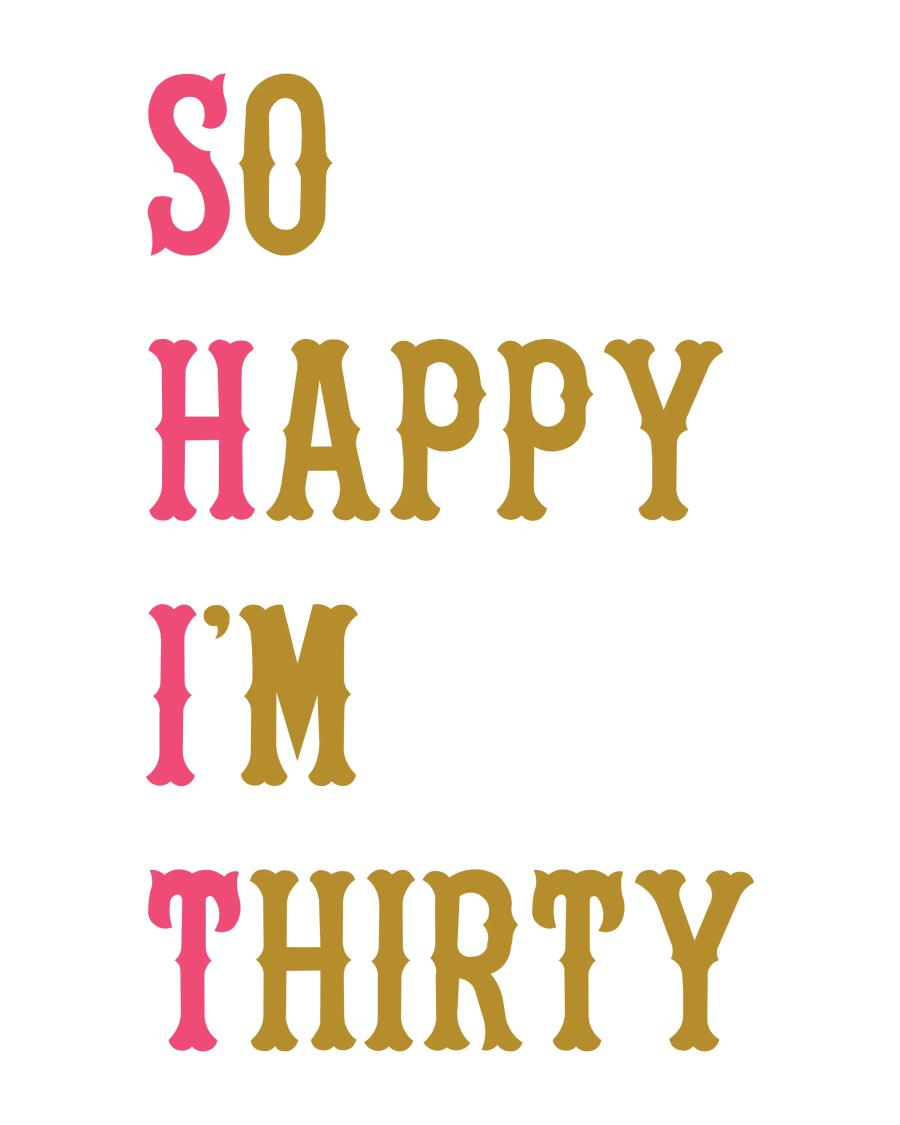 So Happy I'm Thirty flat label design