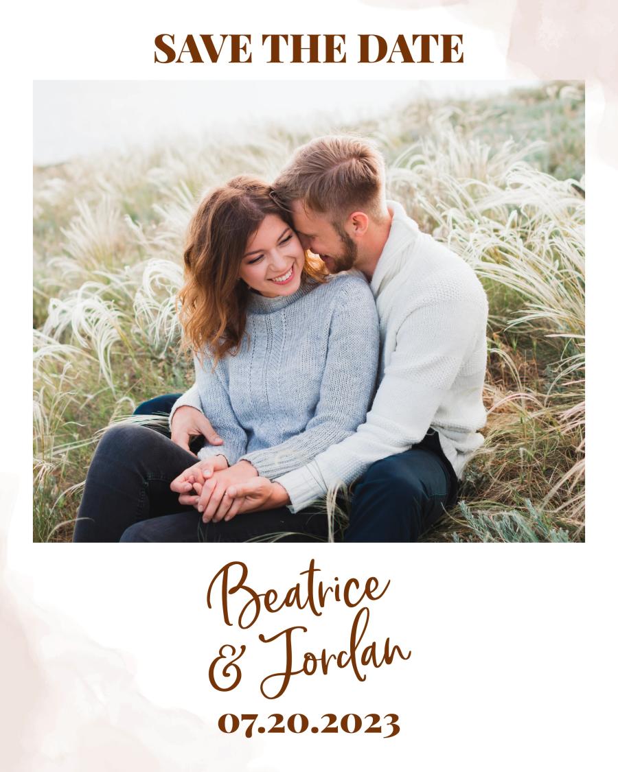 Save The Date Photo flat label design