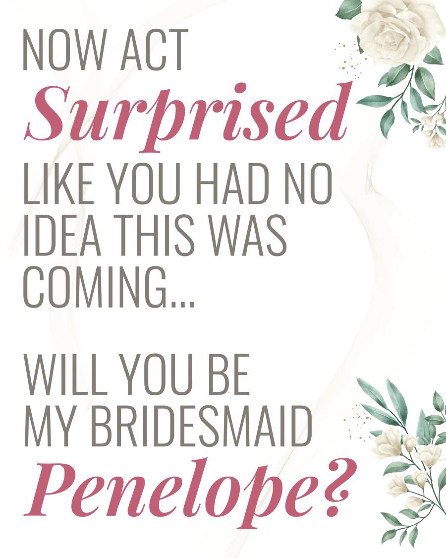 Act Surprised Bridesmaid flat label design