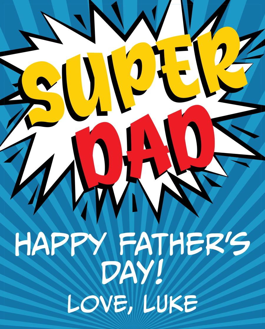Super Dad Comic flat label design