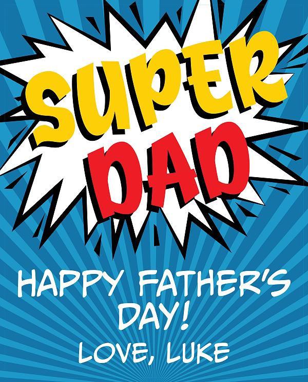 Super Dad Comic label design