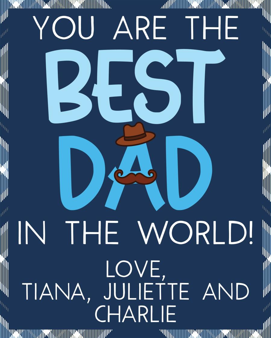 Best Dad World flat label design
