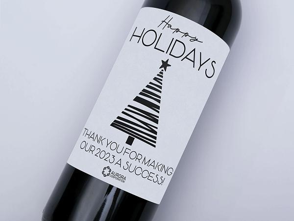 Modern Tree Thanks wine bottle label