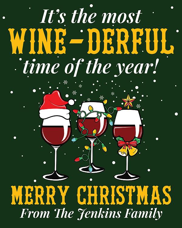 Wine-Derful Christmas label design