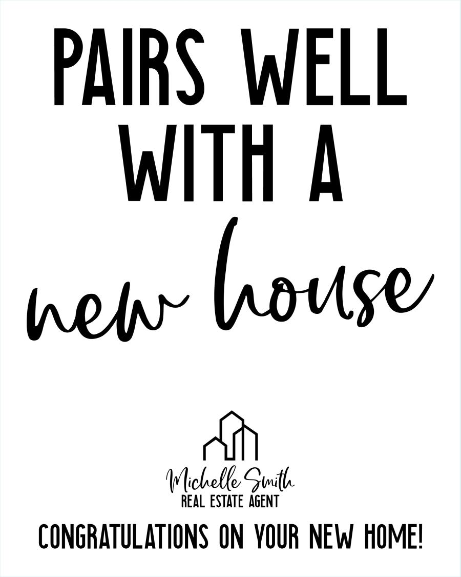 Pairs Well New House flat label design