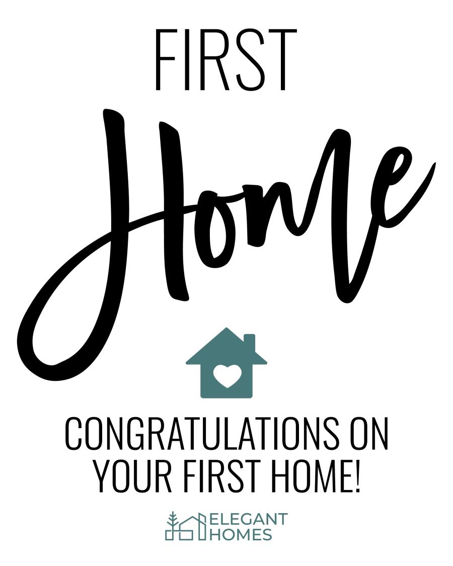 First Home Celebration flat label design