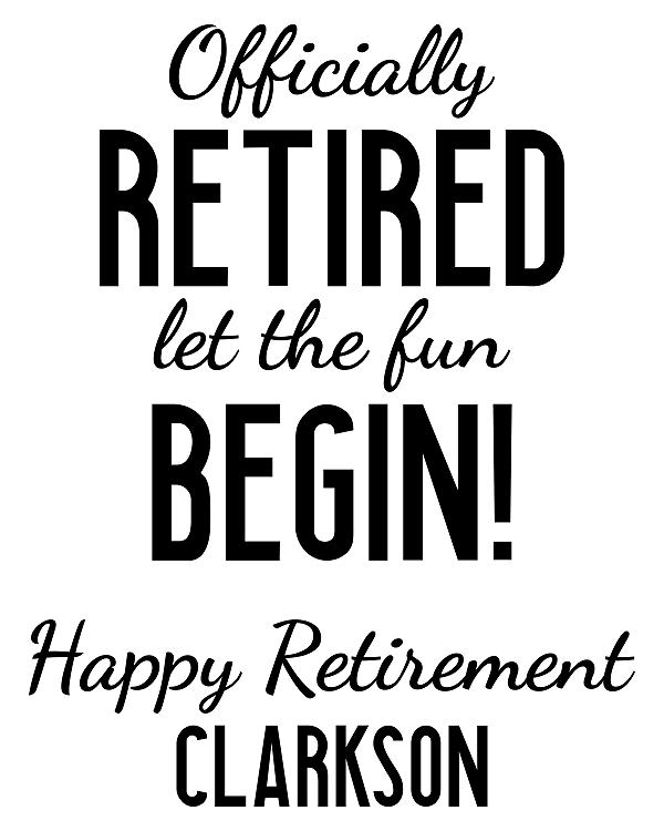 Officially Retired Let's Begin label design
