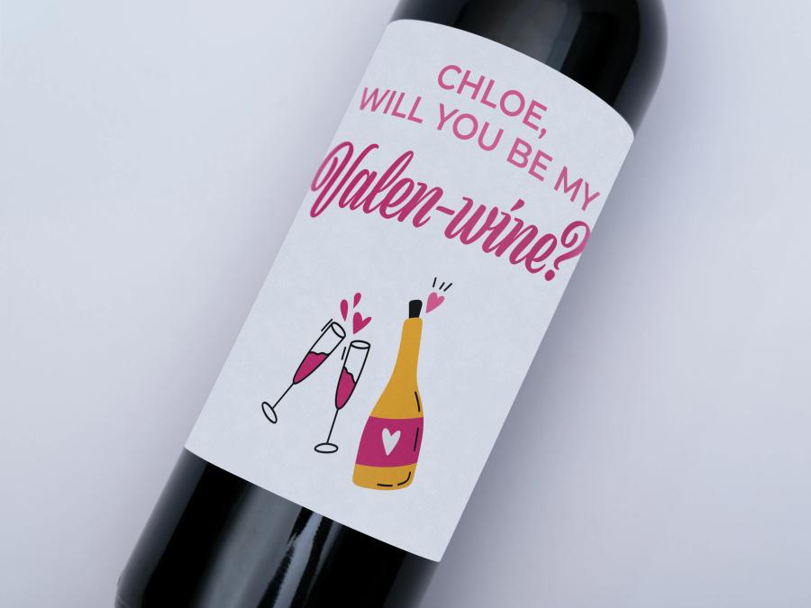 Valen-wine Proposal on bottle
