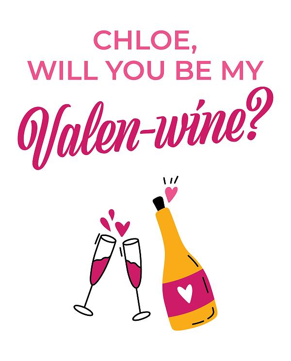 Valen-wine Proposal label design