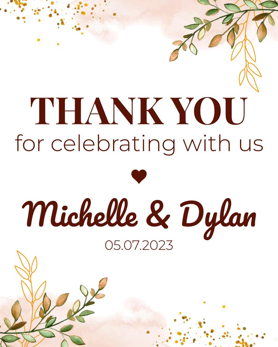 Botanical Thank You flat label design