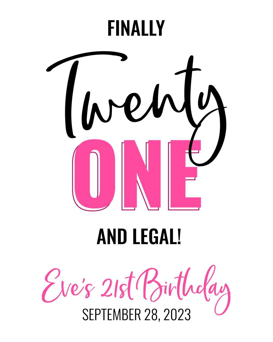 Finally Twenty One flat label design