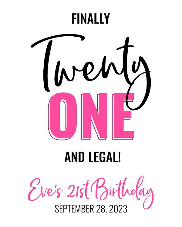 Finally Twenty One label design