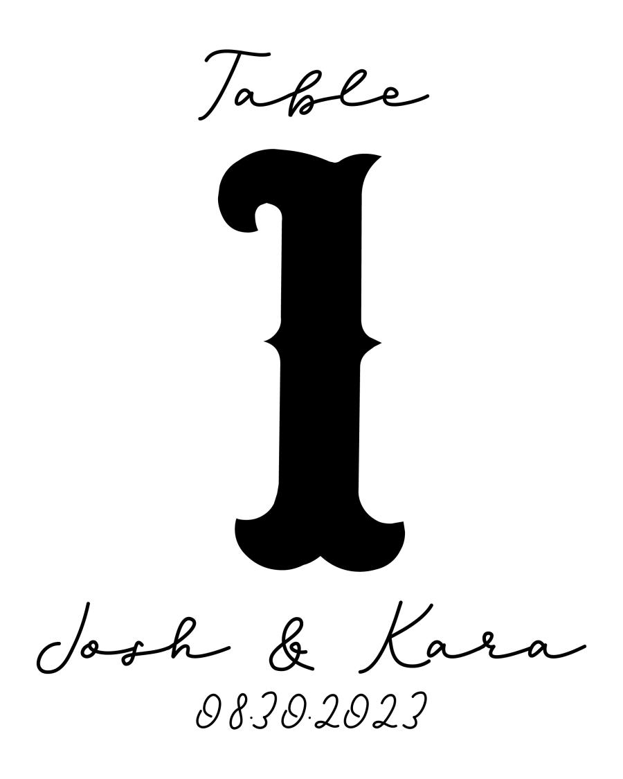 Classic Table Number flat label design