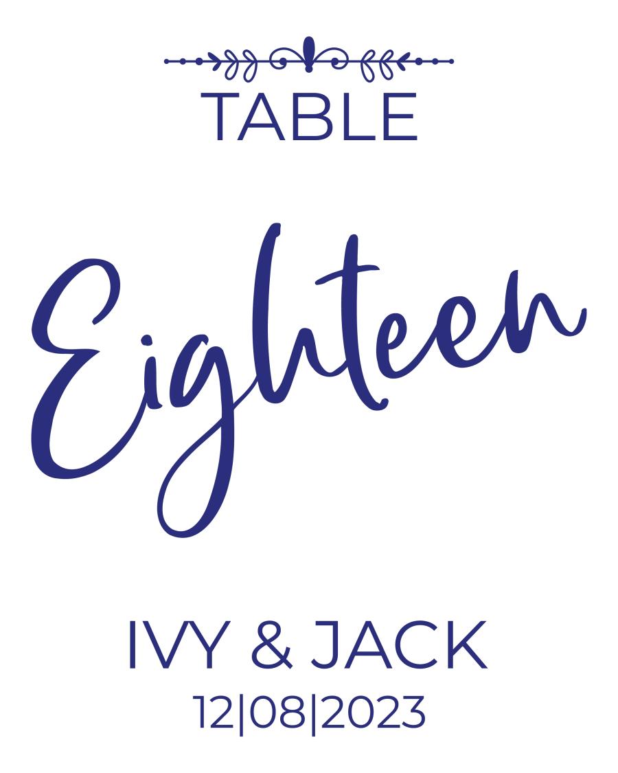 Navy Fleur Table flat label design