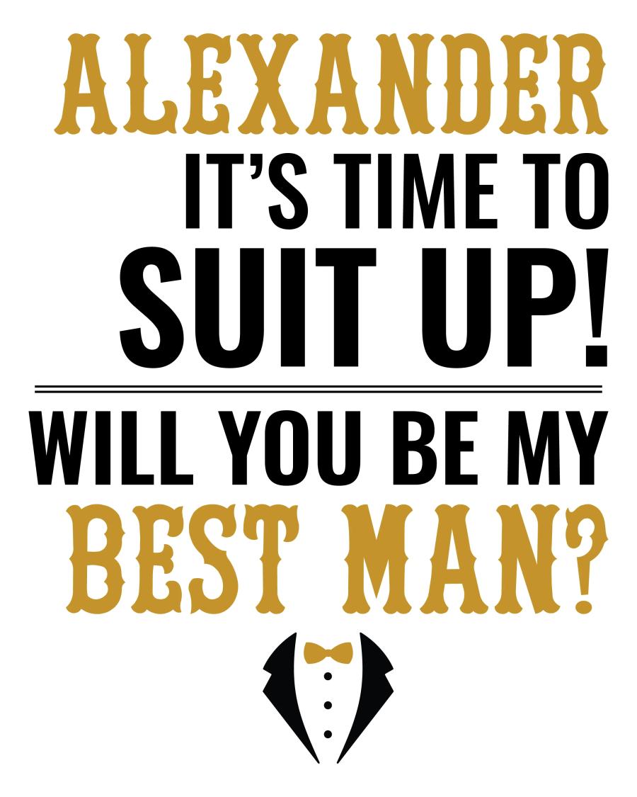 Suit Up Best Man flat label design