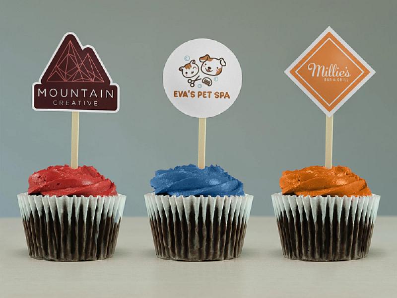 Custom Logo and Artwork Cupcake Toppers